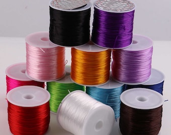 Flat Stretchy Cord, Flexible Bead String, 1mm Elastic Thread