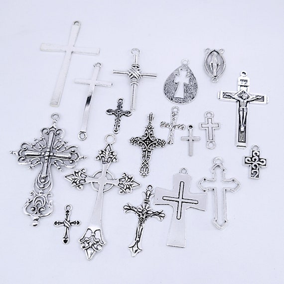 Christian Charms for Jewelry Making Cross Charms Silver Cross Charms  Christian Simple Cross Pendants 30 Cross Charm Bulk Pendant DIY Jewelry 