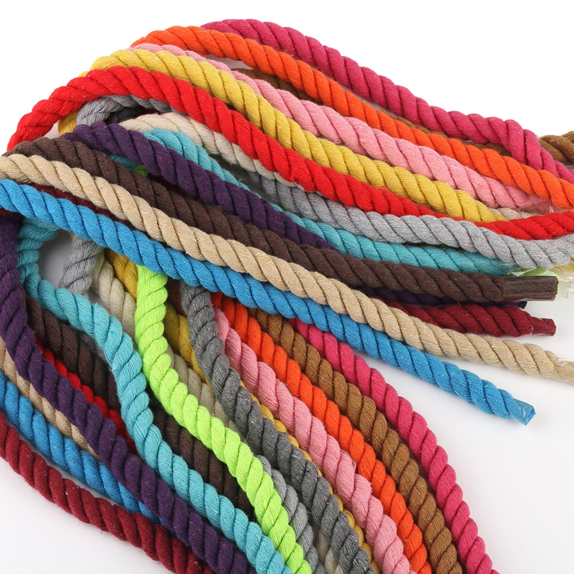 Three Strand Twisted Multicolored Cotton Rope Cord Soft Rope 4mm/50meters 