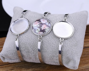 Blank Cuff Bracelet, Adjustable Bracelet Base Setting, Bangle Bezel Tray 5 pcs