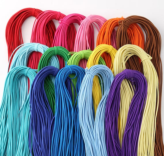 20 Meters 2MM Elastic Cord, Rubber Stretch String, Stretchable Beading Cord,  Hair Elastic Bungee Cord, Polyester Shock Cord 