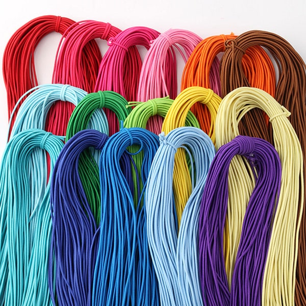 20 Meters 2MM Elastic Cord, Rubber Stretch String, Stretchable Beading Cord, Hair Elastic Bungee cord, Polyester Shock Cord