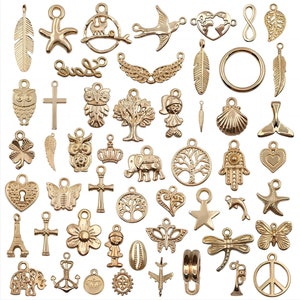 100pcs Gold Bulk Charms Lot, Mixed Random Pendants - Etsy