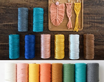 3mm Strand Macrame Cotton Cord Rope, Single Ply Twiseted Roungd Cotton String