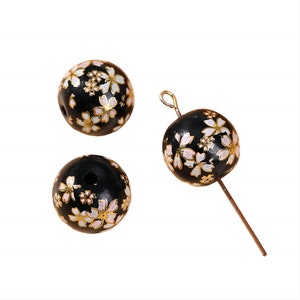 4 breloques en perles de verre à fleurs pour bijoux, accessoires de bijouterie à faire soi-même, pour la fabrication de bracelets, colliers, boucles d'oreilles Noir