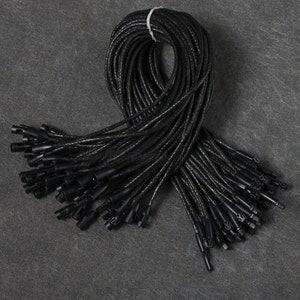 2 mm 200 Waxed Hang Tag Black String Bullet Head Lock Fasteners Loop Hook 