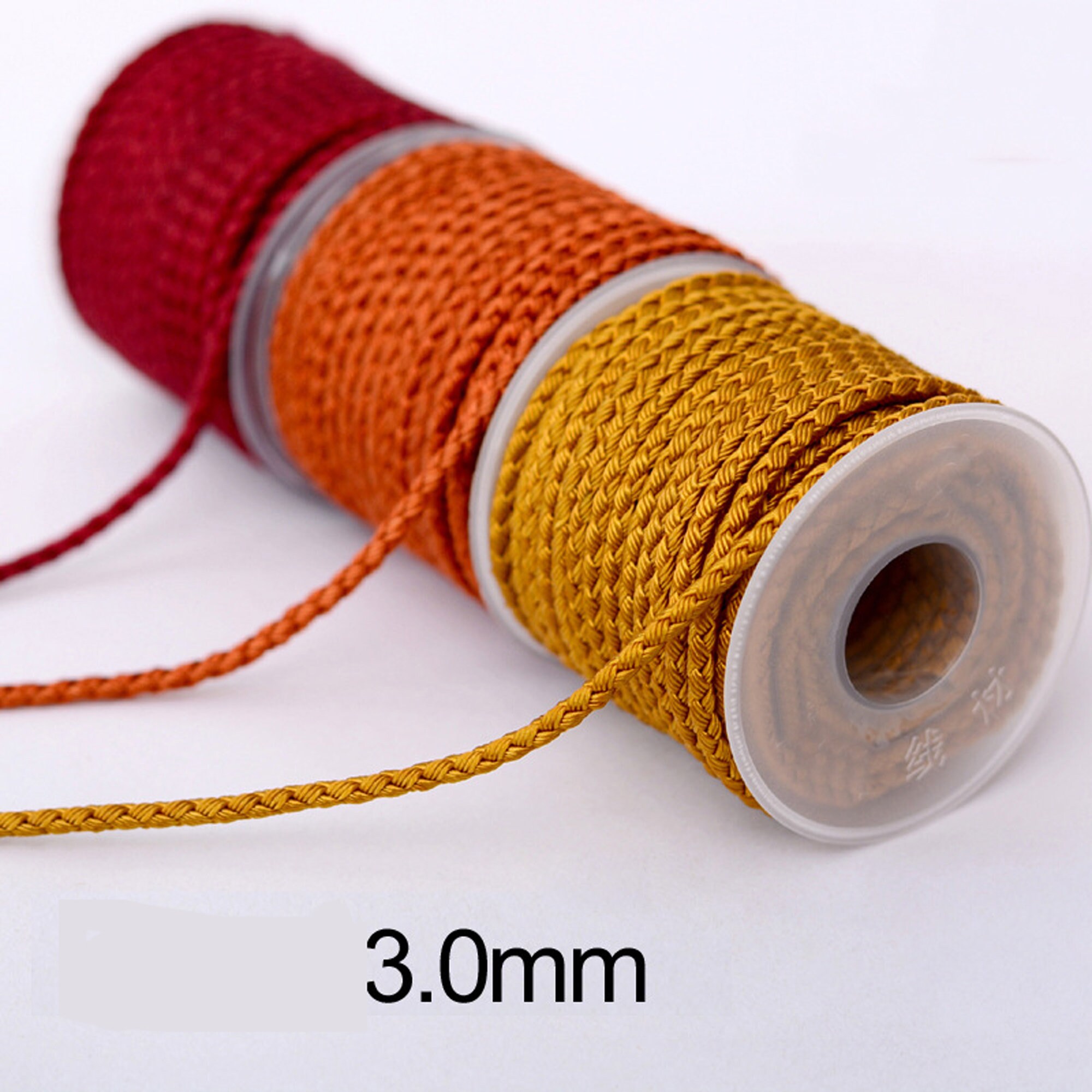 10 Meters Yellow Nylon Braided Cord – 3mm Drawstring Cord – Made In UK