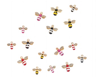 10 breloques abeille pour travaux manuels, breloques bourdons en émail, pendentif abeille, décoration de noeud pour les cheveux, breloques ABEILLE EN RÉSINE