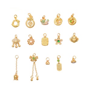14K Gold Necklace Pendants, Earring Charm, Bracelet Accessories