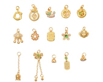 Pendentifs de collier en or 14K, charme de boucle d’oreille, accessoires de bracelet