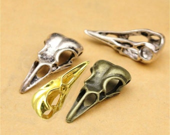 Alloy Raven Skull Charm, Gothic Bird Skull, Jewelry Accessory (32x15mm)