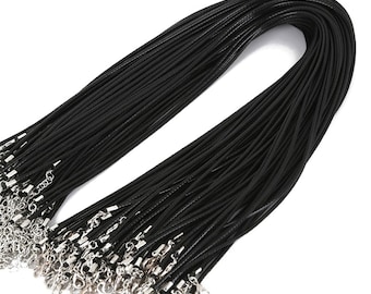 Waxed Necklace Cord, 1.5mm, with Extension Chain (10 Pcs)