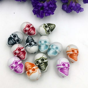 Bone Carved Skull Beads, Handmade Skull Beading Jewelry Supplies