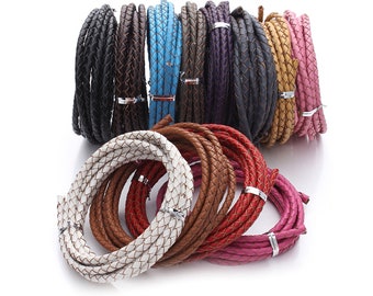 1 Roll Round Braided Leather Cord - Folded Bolo PU Braid- Use