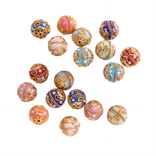 4 Nepal Resin beads Charms, Indonesian Nepalese ethnic Kashmiri beads, DIY Jewelry Accessories, For Bracelet Necklace Earring Making