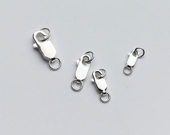Sterling Silver 925 Claw Lobster Clasp, Rectangle Triggers, Necklace Jewelry Clasp, Dull silver Lobster charm, Gold tiny Lobster Clasp