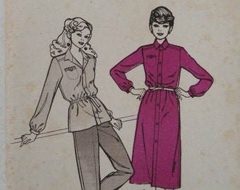 1970’s News of the World no 233 Sewing pattern Ladies Button Front Draw waist Dress Top Trousers Cut size 10-16. Size 10.12.14.16 Complete