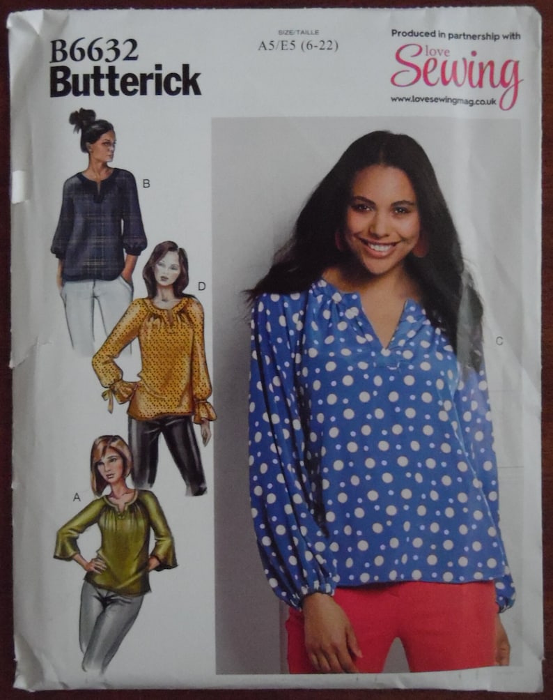 2018 Butterick B6632 Sewing Pattern Ladies Loose Fit Pullover Top Uncut ...