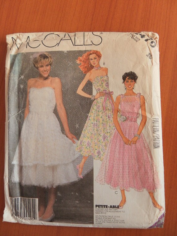 mccalls bridesmaid dress patterns Vintage McCall's evening elegance bridesmaid dress pattern 9098 uncut