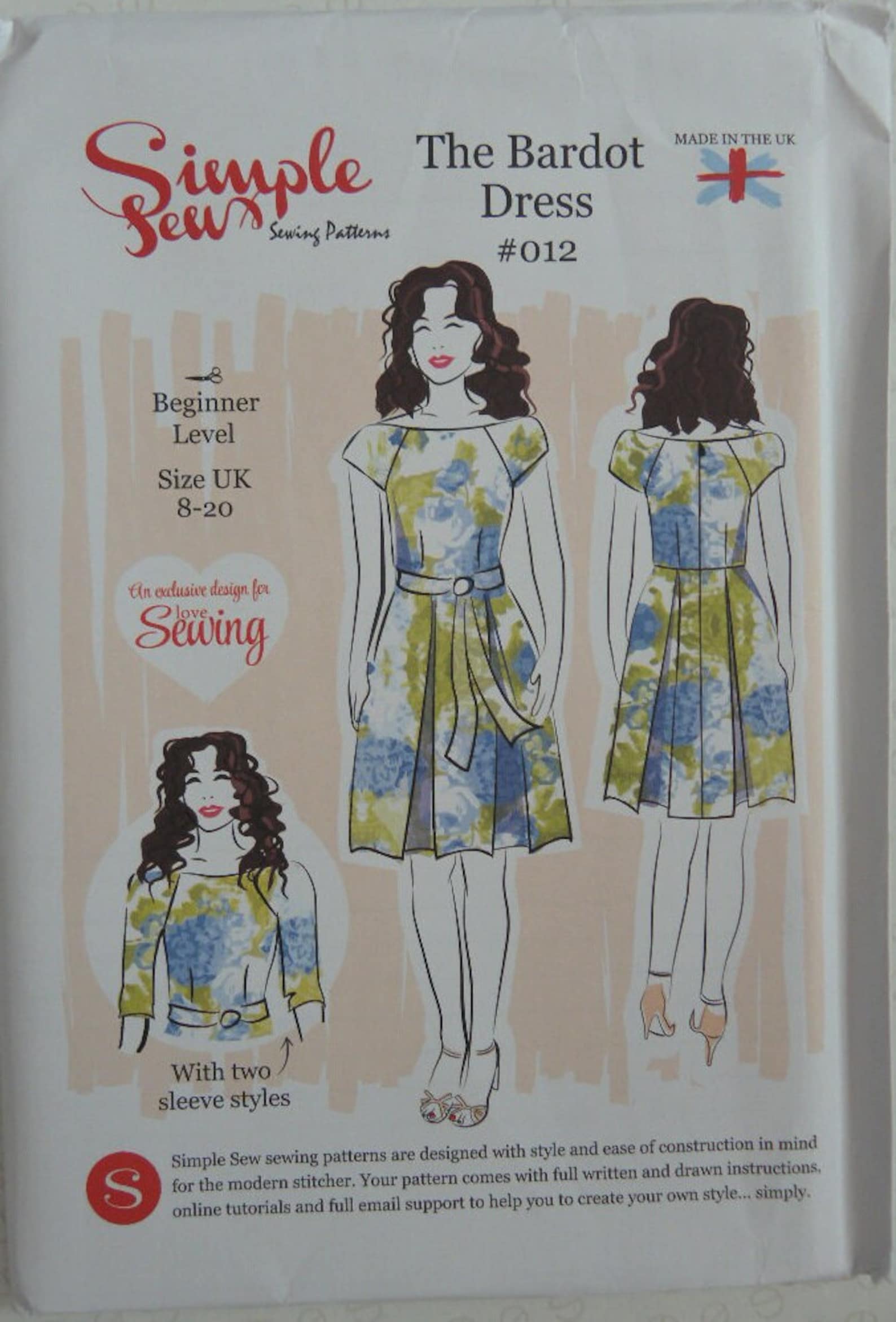 2017 Simple Sew 012 Sewing Pattern the Bardot Dress Boat Etsy UK