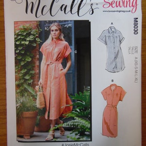 McCalls M8030 Sewing Patter Shirt Shift Dress Uncut size 4-22.