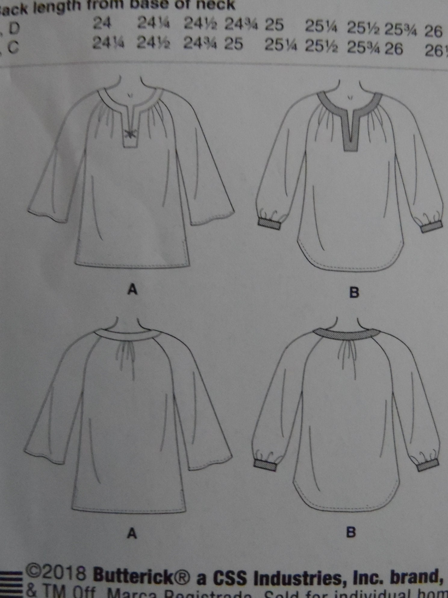 2018 Butterick B6632 Sewing Pattern Ladies Loose Fit Pullover Top Uncut ...