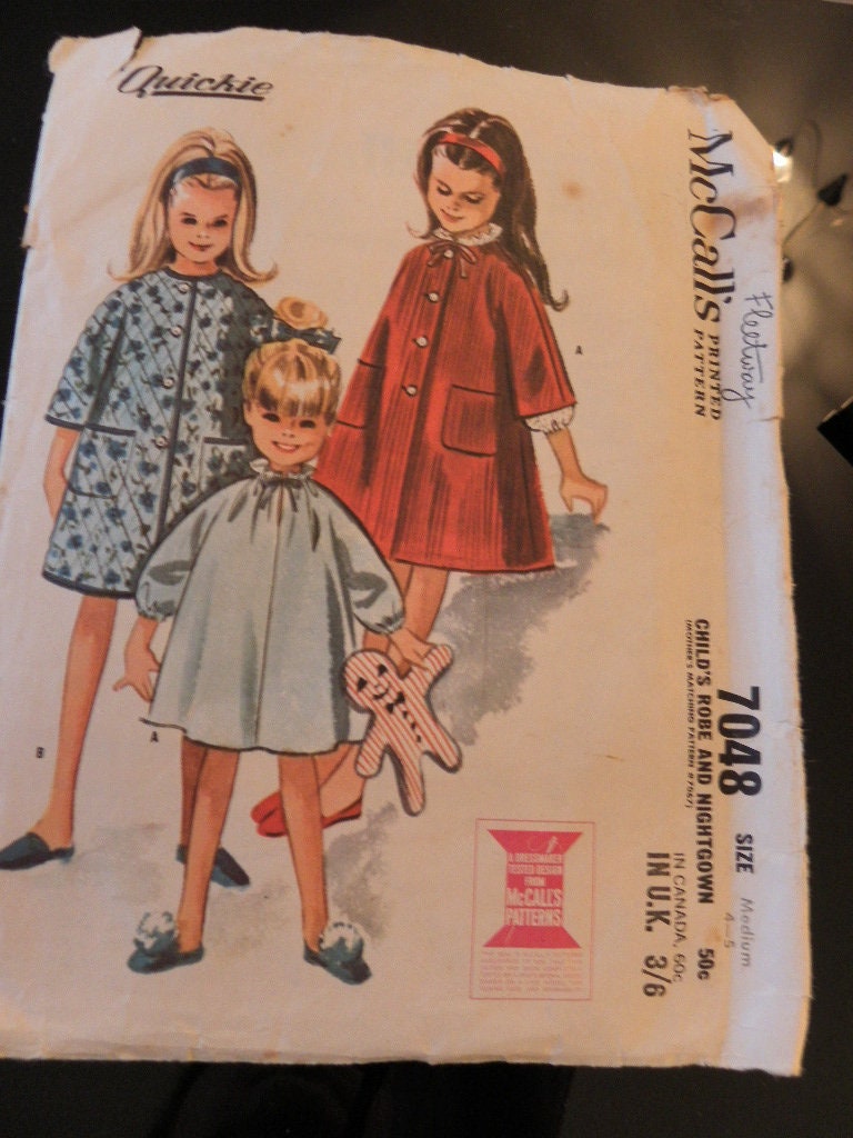 1963 McCalls 7048. Sewing pattern. Girls Dressing gown. Cut to | Etsy