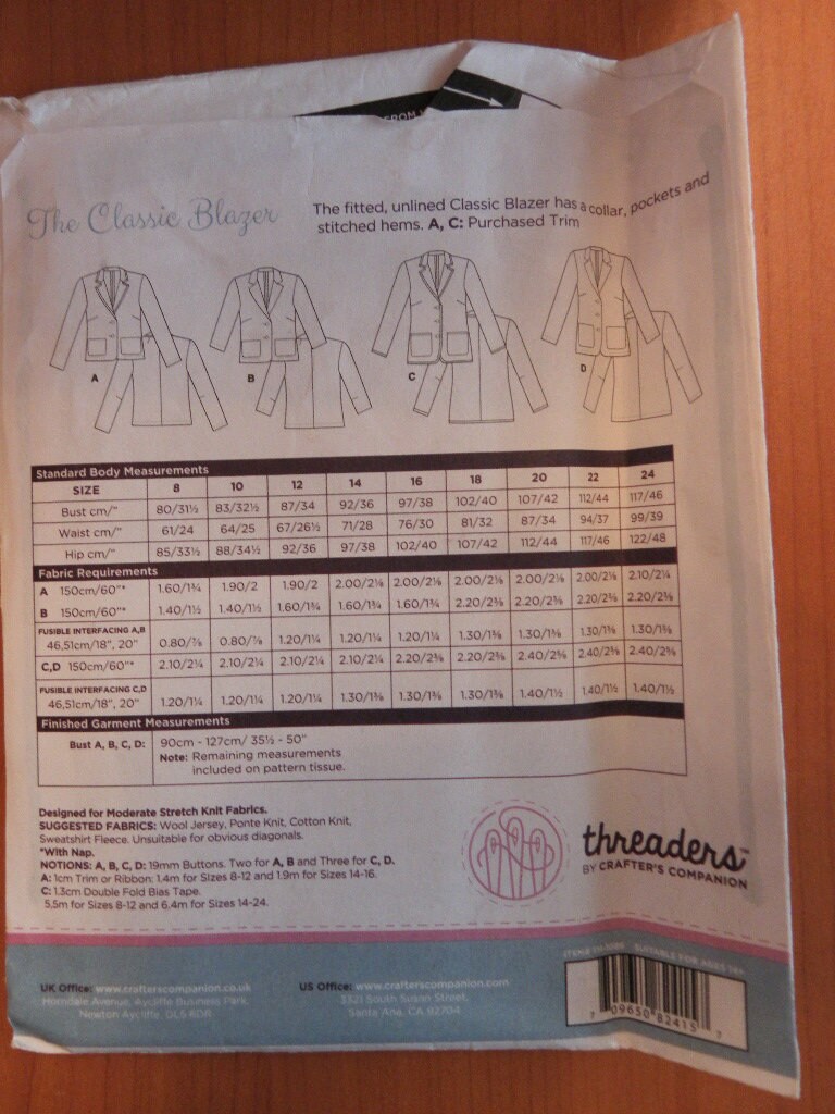 2013 Threaders Sewing Pattern Ladies the Classic Blazer Jacket Etsy