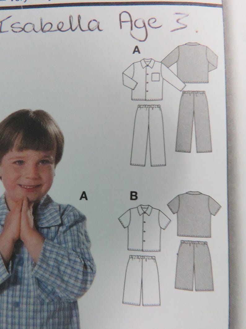Burda 9747 Sewing Pattern Girls Boys Pyjamas Shorts Trousers Cut Age ...