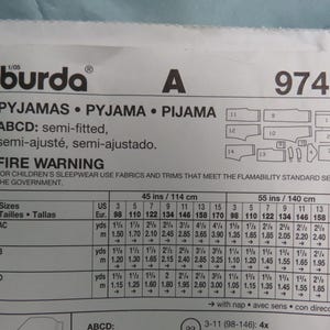 Burda 9747 Sewing Pattern Girls Boys Pyjamas Shorts Trousers Cut Age 3yrs Complete - Etsy