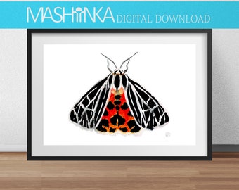 Butterfly Watercolor Drawing, Moth, Insects, Wall Art Prints, Decor, Instant Download, Printable, Hand drawn, Set