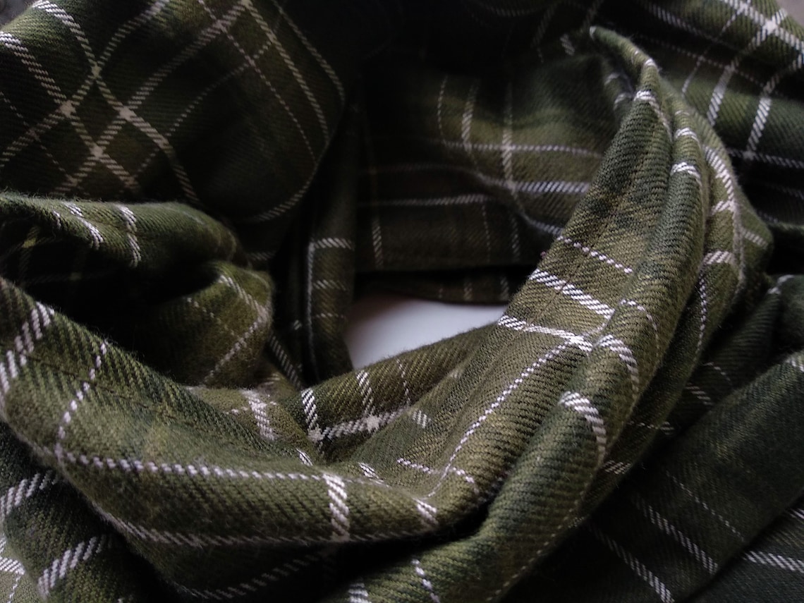 Olive wool plaid scarf darkgreen tartan green wool wrap Etsy