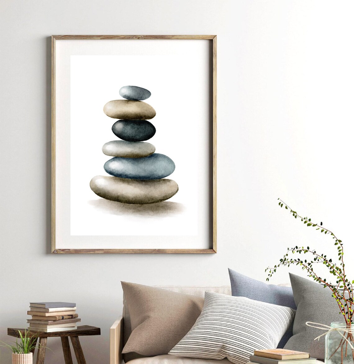 Stacked Stones Zen Wall Art Print Yoga room Decor or Etsy
