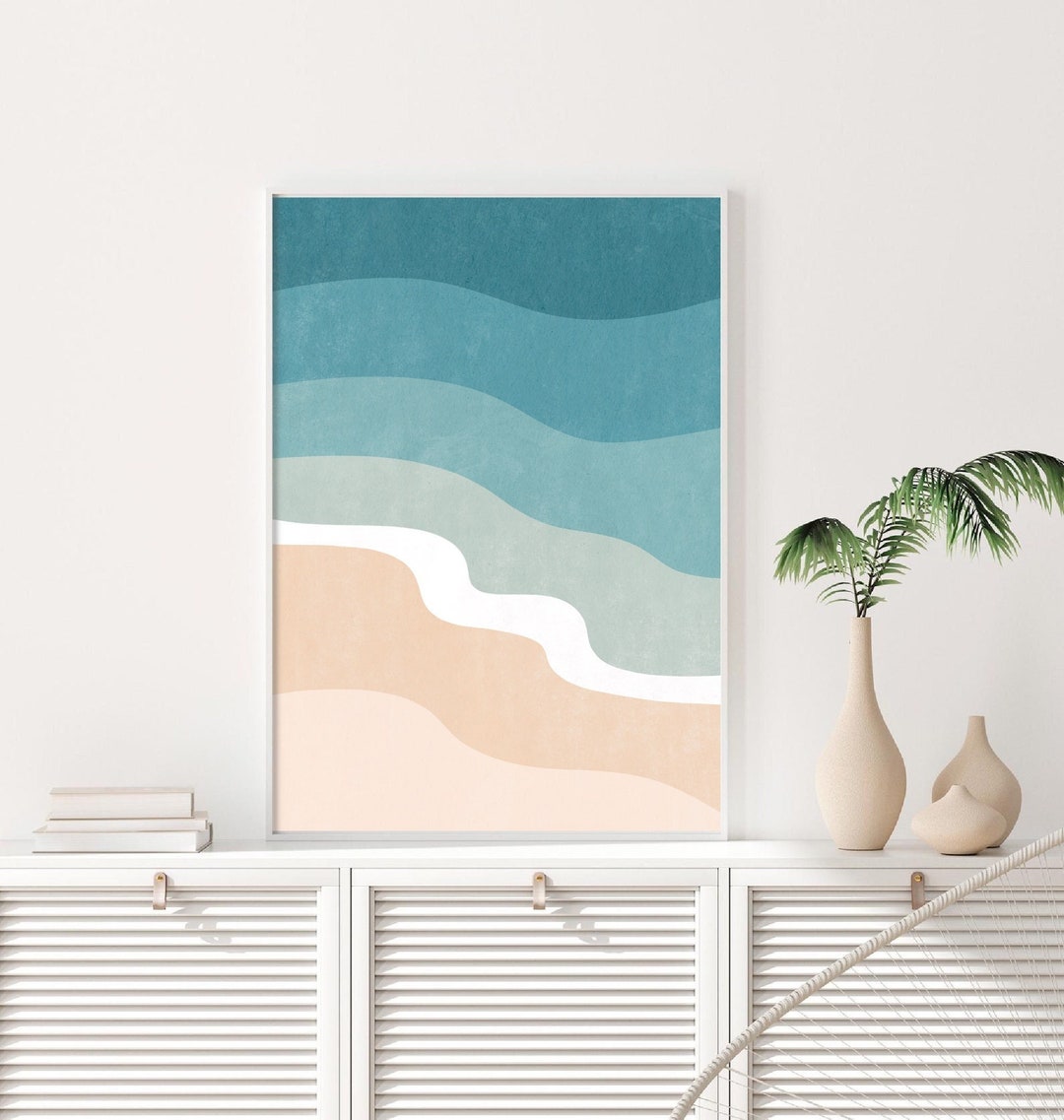 Abstract Beach Wall Art Print for Beach Themed Decor, Coastal Decor ...