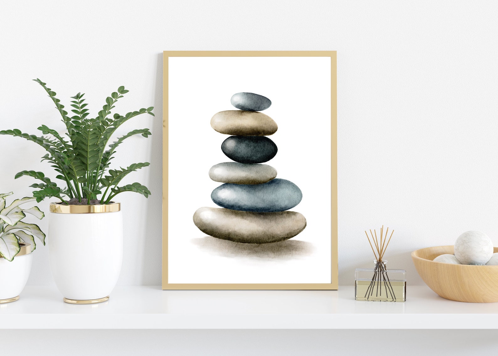 Stacked Stones Zen Wall Art Print Yoga room Decor or Etsy