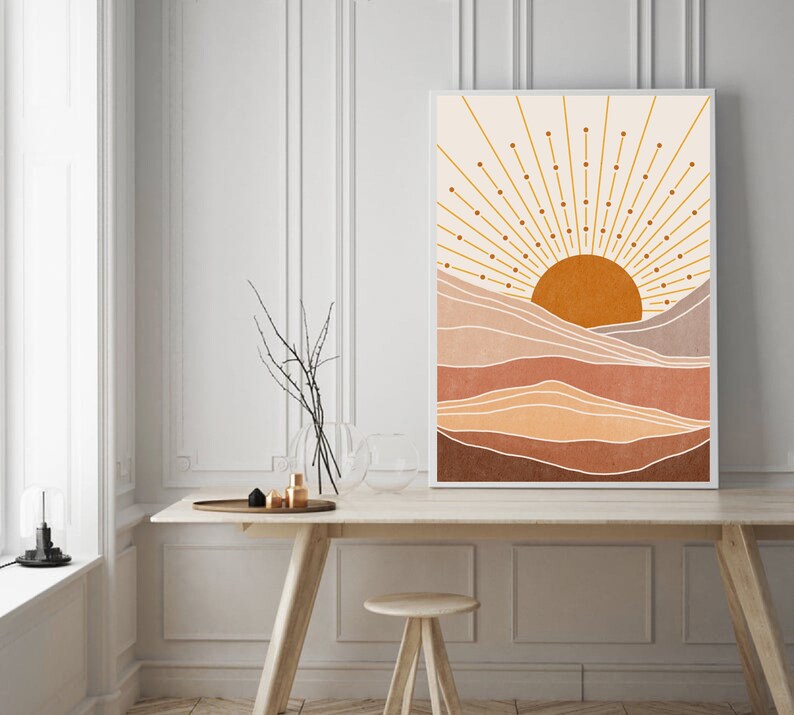 Abstract Landscape Sunrise Wall Art Digital Print Burnt Etsy