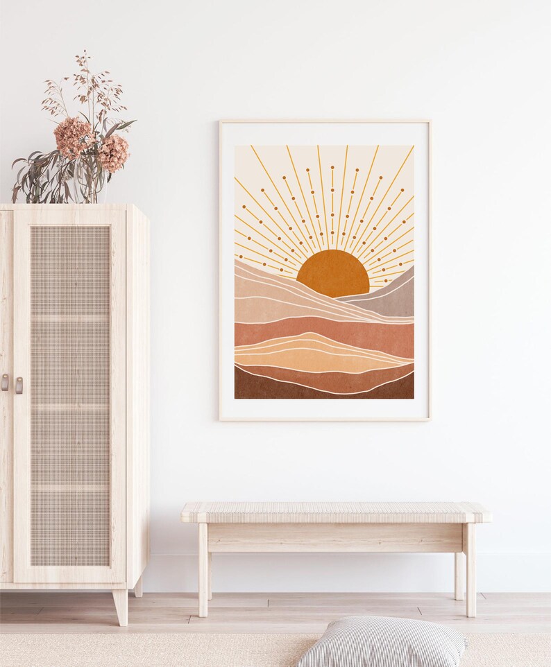 Abstract Landscape Sunrise Wall Art Digital Print Burnt Etsy