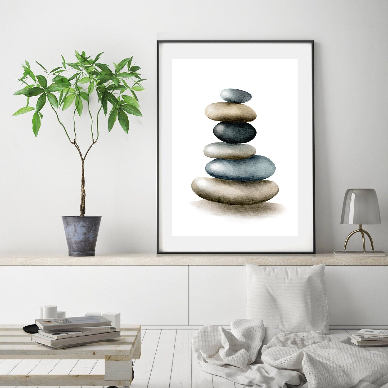 Stacked Stones Zen Wall Art Print Yoga room Decor or Etsy