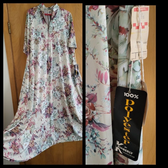 NOS vintage floral print muumuu caftan nightgown … - image 1