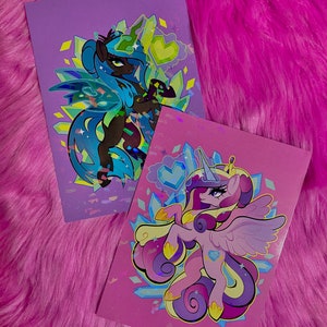 5 x 7 MLP Chrysalis and Cadance Holographic Mini Print