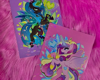 5 x 7 MLP Chrysalis and Cadance Holographic Mini Print