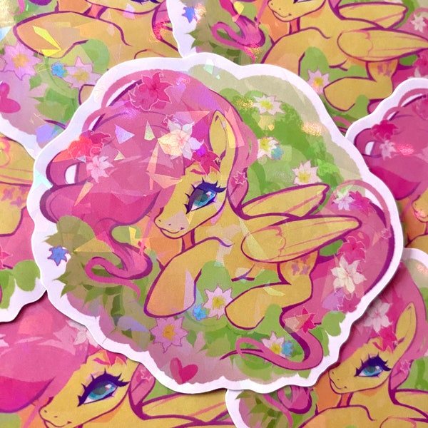 3 x 3 Holographic Fluttershy Pony Sticker