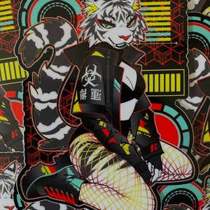 3 x 4 Cyber Tiger Vinyl Sticker