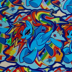 Adhesivo de vinilo holográfico Rainbow Dash de 3,5 x 3,5
