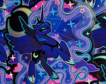 4 x 4 Holographic Princess Luna Vinyl Sticker