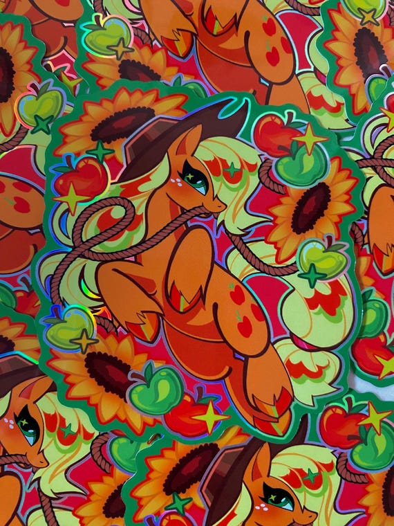 3.5 x 3.5 Holographic Applejack Vinyl Sticker