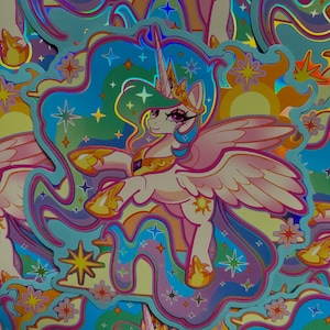 Pegatina de vinilo holográfica Celestia de 4 x 4
