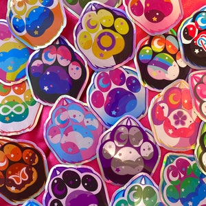 2.5 x 2.5 Pride Paw Holographic Vinyl Stickers