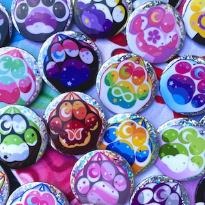 1.7 x 1.7 Pride Paw Holographic Button Pins