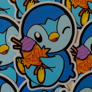 Pegatina de vinilo de pingüino taiyaki de 2 x 3 pulgadas